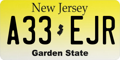 NJ license plate A33EJR