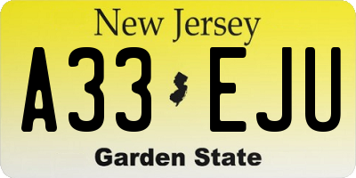 NJ license plate A33EJU