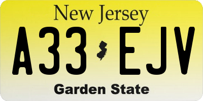 NJ license plate A33EJV
