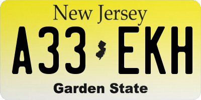 NJ license plate A33EKH