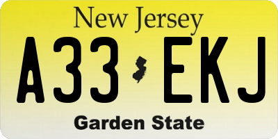 NJ license plate A33EKJ