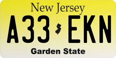 NJ license plate A33EKN