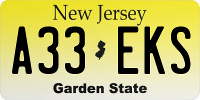 NJ license plate A33EKS