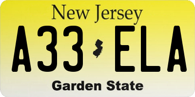 NJ license plate A33ELA