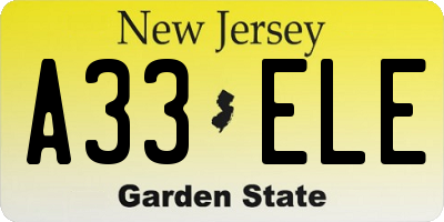 NJ license plate A33ELE