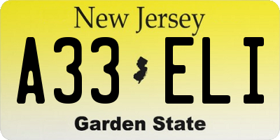 NJ license plate A33ELI