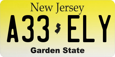 NJ license plate A33ELY