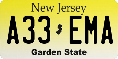 NJ license plate A33EMA