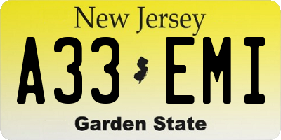 NJ license plate A33EMI