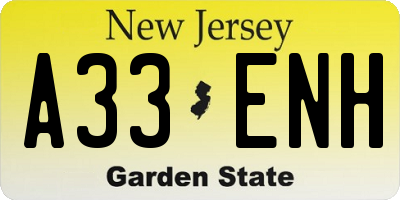 NJ license plate A33ENH