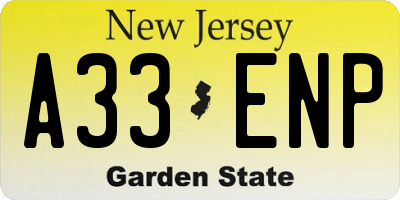 NJ license plate A33ENP
