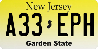 NJ license plate A33EPH