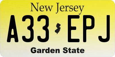 NJ license plate A33EPJ