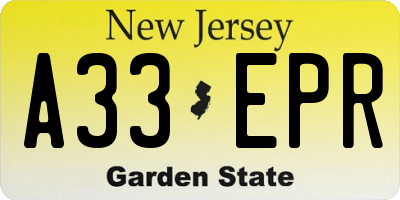 NJ license plate A33EPR