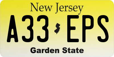 NJ license plate A33EPS