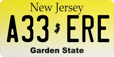 NJ license plate A33ERE