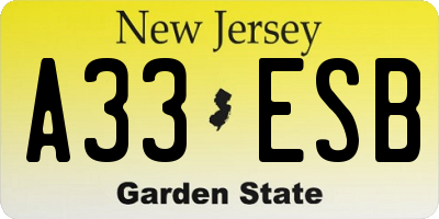 NJ license plate A33ESB