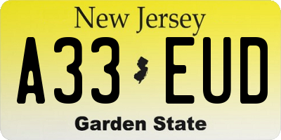 NJ license plate A33EUD