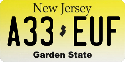 NJ license plate A33EUF