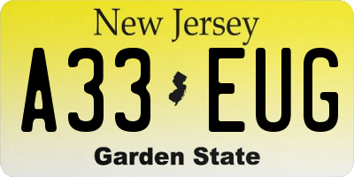 NJ license plate A33EUG