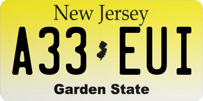 NJ license plate A33EUI