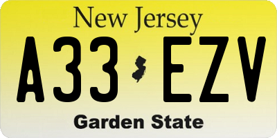 NJ license plate A33EZV