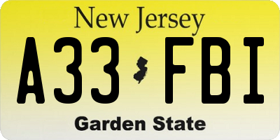 NJ license plate A33FBI