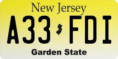 NJ license plate A33FDI