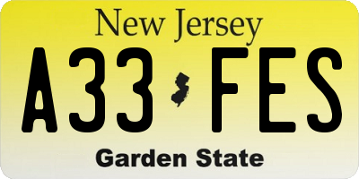 NJ license plate A33FES