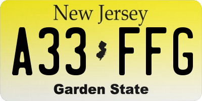 NJ license plate A33FFG