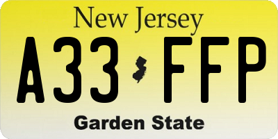 NJ license plate A33FFP