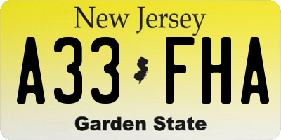 NJ license plate A33FHA