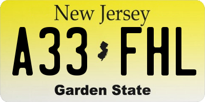 NJ license plate A33FHL