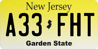 NJ license plate A33FHT