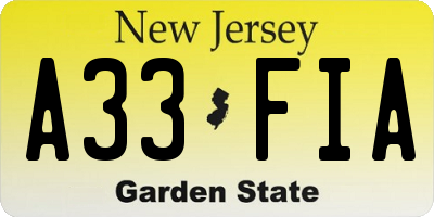 NJ license plate A33FIA