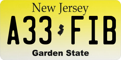 NJ license plate A33FIB