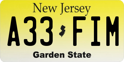 NJ license plate A33FIM