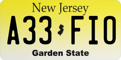 NJ license plate A33FIO