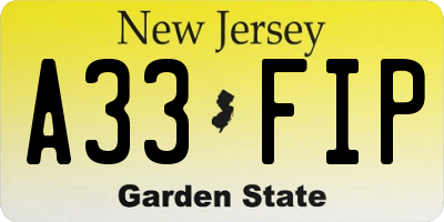 NJ license plate A33FIP