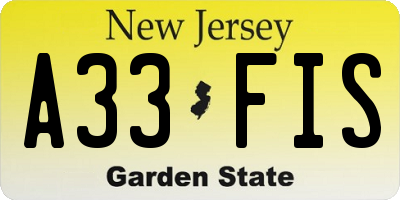 NJ license plate A33FIS