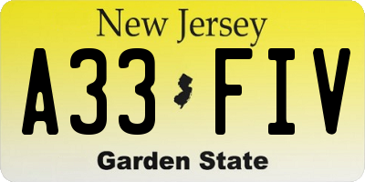 NJ license plate A33FIV