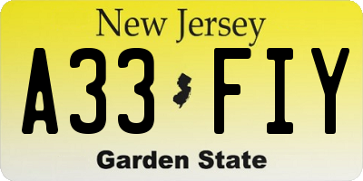 NJ license plate A33FIY