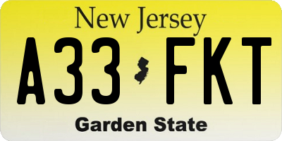 NJ license plate A33FKT