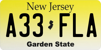 NJ license plate A33FLA