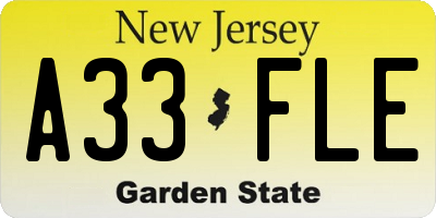 NJ license plate A33FLE