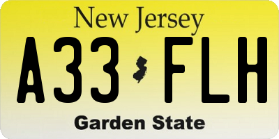 NJ license plate A33FLH