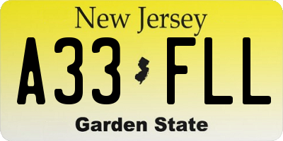 NJ license plate A33FLL