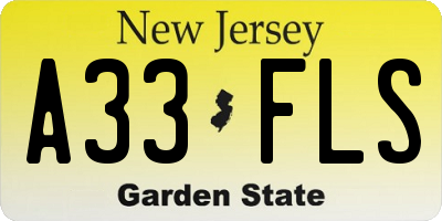 NJ license plate A33FLS