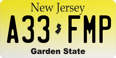 NJ license plate A33FMP