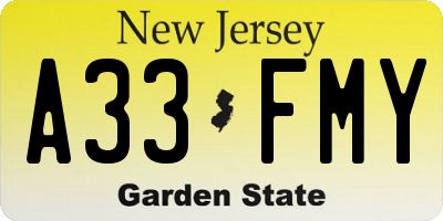 NJ license plate A33FMY